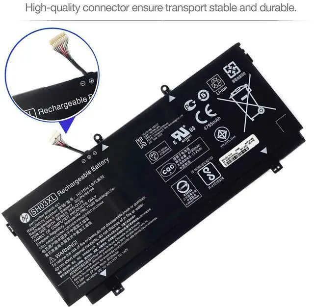 Alt view image 4 of 5 - HP SH03XL 859356-855 Laptop Battery for HP Spectre X360 13-AC0XX 13-AC033DX 13-AC023DX 13-AC013DX 13-AC063DX 13-AC052NA 13-W0XX 13-W063NR 13-W013DX 13T-AB000 HSTNN-LB7L 859026-421 CN03XL 11.55V 57.9WH