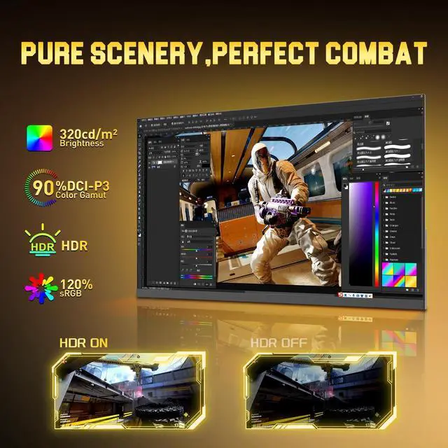 Alt view image 4 of 5 - SANSUI 24.5 Inch 200Hz Gaming Monitor, FHD 1080P Fast IPS PC Gaming Monitor, 2 x HDMI2.0, 1 x DP1.4, FreeSync,128% sRGB HDR VESA Mountable (ES-G25X1, One HDMI Cable Included)