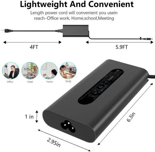 Alt view image 3 of 5 - 240W 12.31A 19.5V DA240PM200 AC Charger [GaN Tech] for Dell Alienware M17 R1 R2 R3 R4 R5 M17X R2 R3 M18X M15 17 15 R3 R4 R5 Area-51m R2 G3 G5 G7 ADP-240GB BA Laptop Power Supply Adapter Cord
