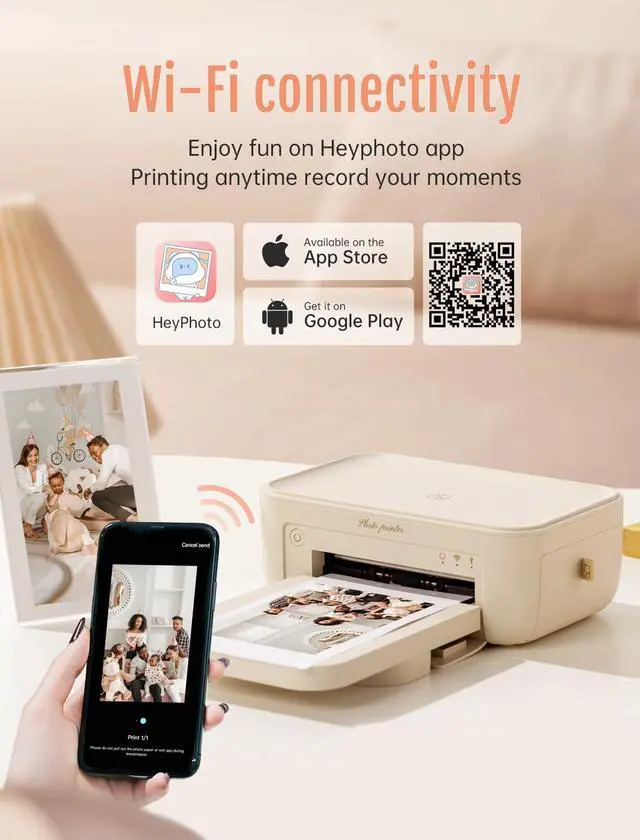 Alt view image 4 of 5 - HPRT Photo Printer 4x6,+20 Sheets&1ribbon,Wi-Fi Wireless Instant Picture Printer for iPhone, Android, Smartphone, Thermal Dye-Sublimation, AR Video Printing,Portable Photo Printers for Home Use