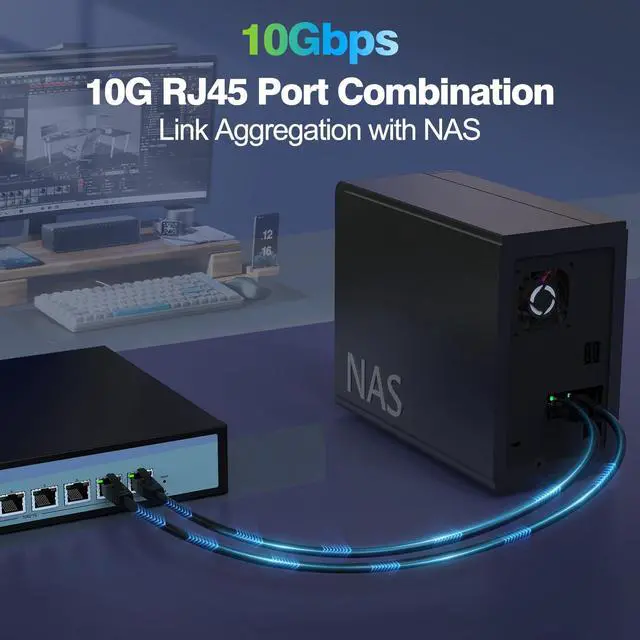 Alt view image 5 of 5 - SODOLA 8 Port 10Gb Easy Web Managed Switch, 8 x 10G RJ-45 Ports, 160Gbps Bandwidth, Support LACP, VLAN, QoS, 10G/5G/2.5G/1000M/100M Auto-Negotiation, Multi-Gigabit Managed Ethernet Switch