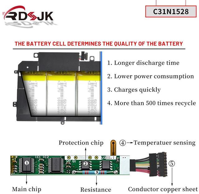 Alt view image 4 of 5 - C31N1528 Laptop Battery for Asus ZenBook Flip UX360 UX360C UX360CA UX360UA UX360CA-C4008T C4028T C4041T FC060T UBM1T UX360UA-1A 1B 1C Series 3ICP3/96/103 0B200-02080100 0B200-00730200 11.55V 54Wh