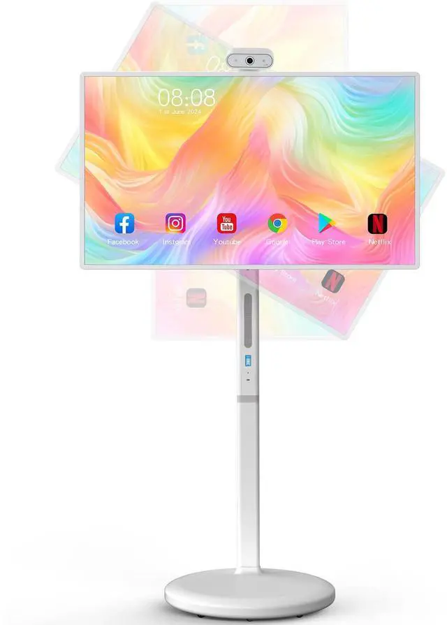 Main image of Armerboard 32" 1080P Portable TV with Touch Screen Monitor on Wheels, Built-in Android OS13, 8GB RAM and 128GB ROM, Full Swivel Rotation Rolling Tablet for Home