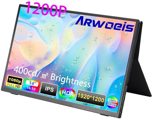 Main image of ARWOEIS 14 inch Portable Monitor FHD 1920X1200P, USB-C HDMI, External Portable Laptop for Monitor, PC,Mac Phone,Xbox,Swich,PS,w/Premium Smart Cover