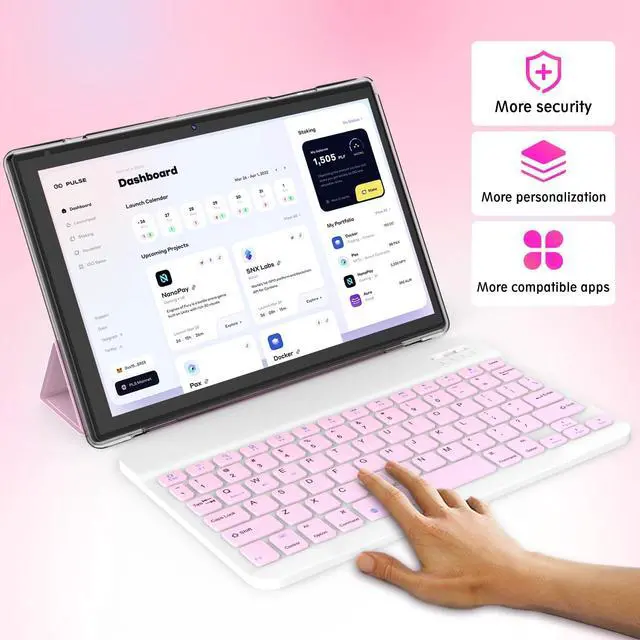 Alt view image 2 of 5 - Tablet with Keyboard Android 15 Tablets 2 in 1 Tablet 18GB+128GB Supports 2TB Expansion 10 inch Tablets Include Case Mouse Stylus 6000mAh Battery 2MP+8MP Dual Camera 5G-WiFi-6 Bluetooth 10.1" Tableta