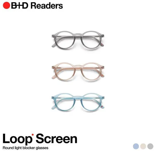 Alt view image 5 of 5 - B + D Blue Light Bloking Reader Glasses Loop Readers Grey Color Without Magnification