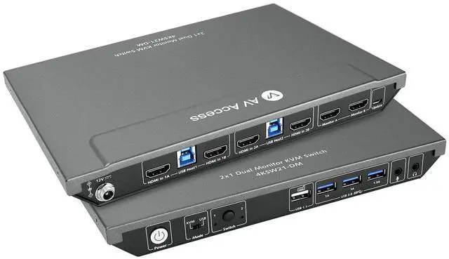 Alt view image 2 of 5 - AV Access KVM Switch Dual Monitor 4K@60Hz and Fiber Optic 8K HDMI Cable 10m/33ft