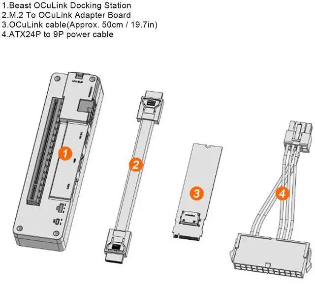 Alt view image 4 of 5 - EXP GDC Laptop Standalone Video Card Dock M.2 M PCIE Key to Dock for OCuLink External Graphics Card with Power Interface Graphics Card