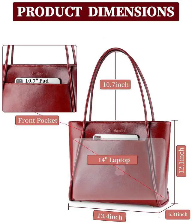 Alt view image 4 of 5 - Blofinche Luxury Genuine Leather Purses for Women Designer Large Tote Shoulder Bag Real Vintage Grace Handbag for Work Ladies Laptop Travel