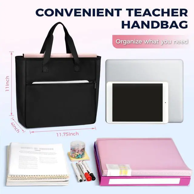 Alt view image 3 of 5 - Ytonet Rolling Teacher Bag, Multifunctional Teacher Tote Bag with Detachable Dolly & File Tote, Large Rolling Briefcase with 15.6" Padded Laptop Compartment for Teaching, Office, Work, Craft, Black