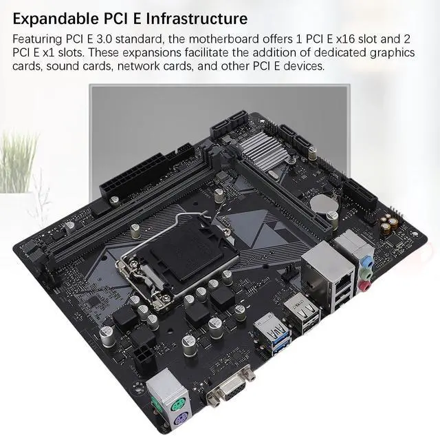 Alt view image 2 of 5 - H310M F R2.0 Motherboard for LGA 1151 9th 8th Gen Core 14nm CPU Processors, Double Channel DDR4, PCIe 3.0, up to 2933MHz DDR4, 6 Serial ATA III Ports