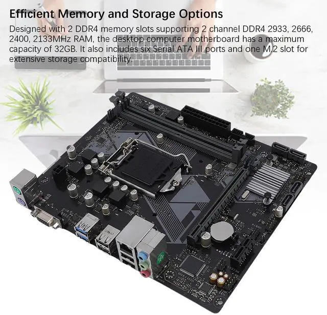 Alt view image 4 of 5 - H310M F R2.0 Motherboard for LGA 1151 9th 8th Gen Core 14nm CPU Processors, Double Channel DDR4, PCIe 3.0, up to 2933MHz DDR4, 6 Serial ATA III Ports