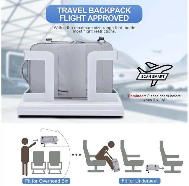 Alt view image 3 of 5 - coofay Expandable Backpack For Traveling On Airplane Carry On Backpack Flight Approved Personal Item Travel Backpack For Women Men Airline Approved Gym Bag With Shoe Compartment Travel Weekender Bag