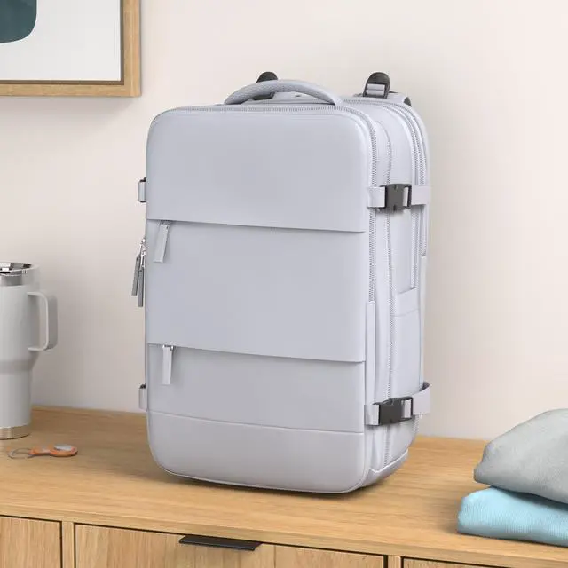 Alt view image 2 of 5 - coofay Expandable Backpack For Traveling On Airplane Carry On Backpack Flight Approved Personal Item Travel Backpack For Women Men Airline Approved Gym Bag With Shoe Compartment Travel Weekender Bag