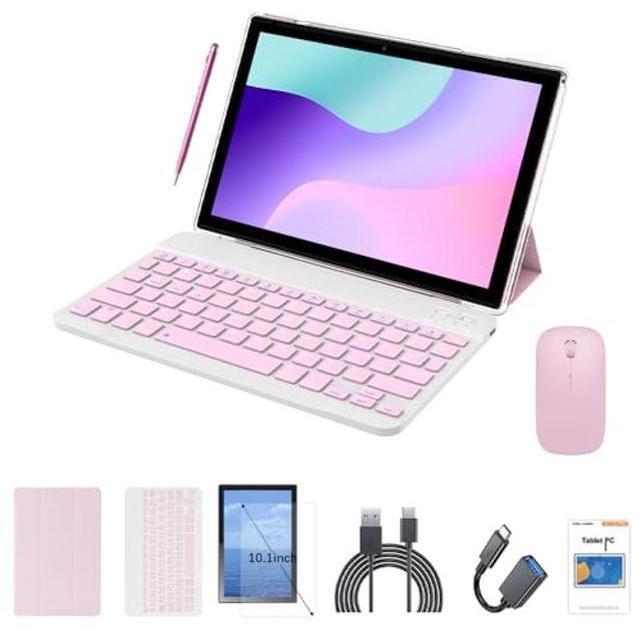Main image of Crelander 10.1 Inch Android 13 Tablet with SIM Card Slot 4G LTE Calling,12GB+512GB, 8000mAh Battery, Dual Camera, Bluetooth/WiFi, Bundle with Case, Keyboard, Mouse & Stylus (Pink)