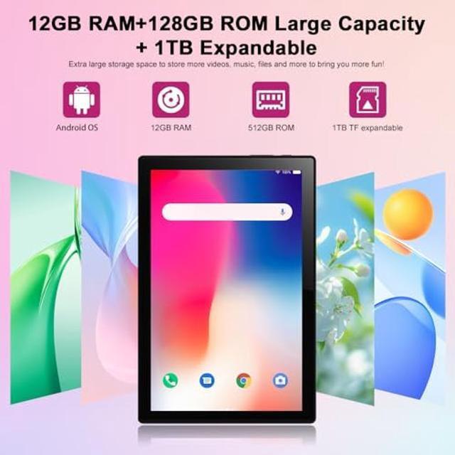 Alt view image 3 of 5 - Crelander 10.1 Inch Android 13 Tablet with SIM Card Slot 4G LTE Calling,12GB+512GB, 8000mAh Battery, Dual Camera, Bluetooth/WiFi, Bundle with Case, Keyboard, Mouse & Stylus (Pink)