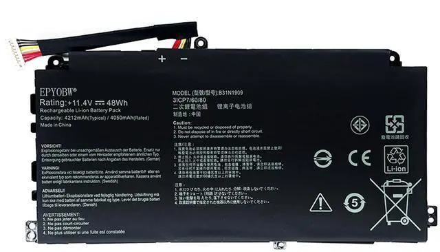 Main image of EPYOBW B31N1909 Laptop Battery 48Wh 4212mAh 3-Cell 11.4V Compatible with Asus ExpertBook P2 P2451 P2451FA P2451FB P2451FB-1A / B2 B2402CBA B2451FA B2502FBA / L2 L2402CYA L2502FYA Series 0B200-03670000