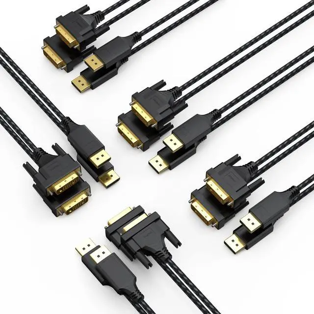 Main image of DteeDck DisplayPort to DVI Cable 6ft 10-Pack, DP Display Port to DVI D Adapter Male to Male Cord for Desktop Laptop Projector HDTV Monitor