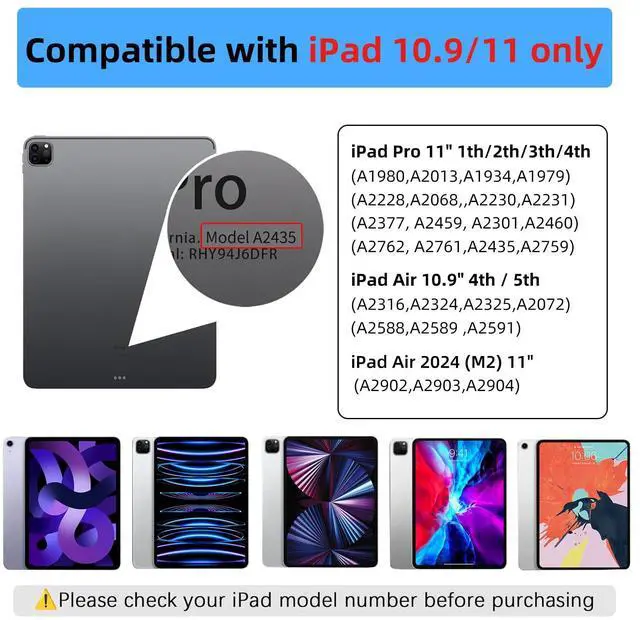 Alt view image 2 of 5 - DVWDVW Keyboard Case for iPad Air 11 inch (M3 2025 /M2 2024) & iPad Pro 11 inch (4th/3rd/2nd/1st), Magic Keyboard Case for 10.9" iPad Air 4th/5th Gen,Multi-Touch Trackpad 7 Colors Backlight (Black)