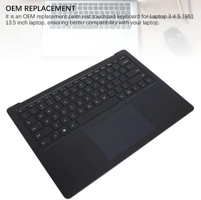 Alt view image 5 of 5 - Replacement for Surface Laptop 3 4 5 1951 13.5 Inch, Ultra Slim Full Size Laptop Palmrest Keyboard with Touchpad, Backlit Keyboard (Black)