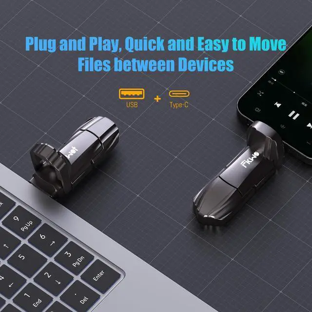 Alt view image 2 of 5 - Fikwot External SSD USB Flash Drive 1TB, Up to 550MB/s 2-in-1 Type C+ USB A USB3.2 Gen2 Solid State Thumb Drive SSD Stick for iPhone 15/16/Android/Windows/Mac/PC/Laptops