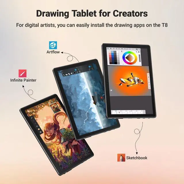 Alt view image 5 of 5 - Frunsi-T8 Standalone Drawing Tablet with Screen,8 inch Screen, No Computer Needed,Stylus Pen,More Bonus,Drawing Apps Tutorials Pre-Installed,Best Gift for Beginner,Digital Artist,Designer