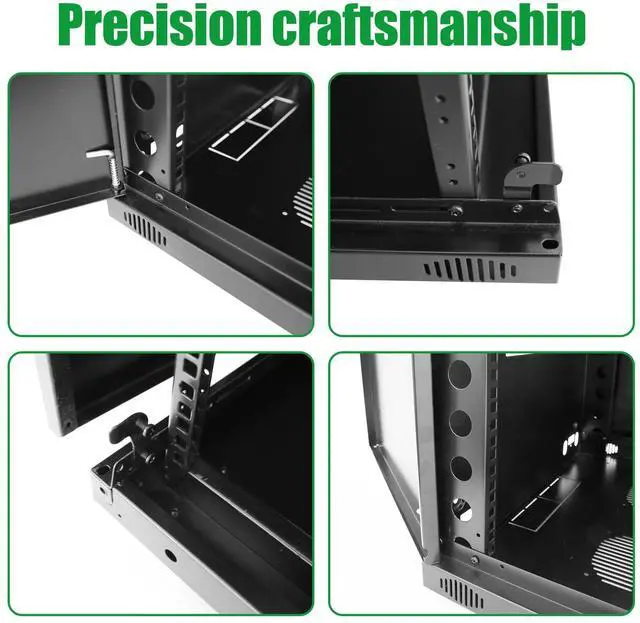 Alt view image 5 of 5 - 15U Server Cabinet Wall Mount Rack Enclosure with Caster Wheels 2 Server Fans Locking Glass Door Removable Side Panels 19" Network Cabinet 15-18.5" Installation Depth Heavy-Duty Frame (32INCH, 15U)