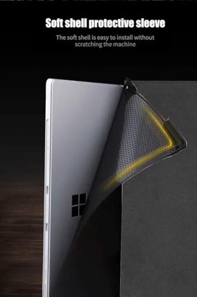 Alt view image 4 of 5 - Gexmil Leather Case Compatible with Surface Pro X Plus 2024,Pro X 2020/2019 13 Inch,with Pencil Holder, Support Type Cover Keyboard,Magnetic Closure,Multi-Angle Portfolio Business Cover,Black