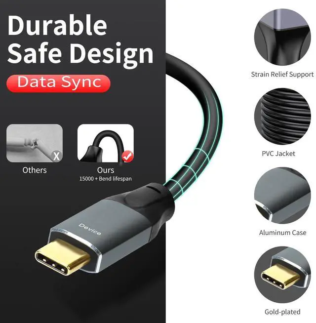 Alt view image 3 of 5 - GOSYSONG USB 3.0 A to C Cable 30ft, 5Gbps Super Speed USB 3.0 Cable Compatible with VR,Xbox,Laptop,Camera,Docking Station,SSD and More
