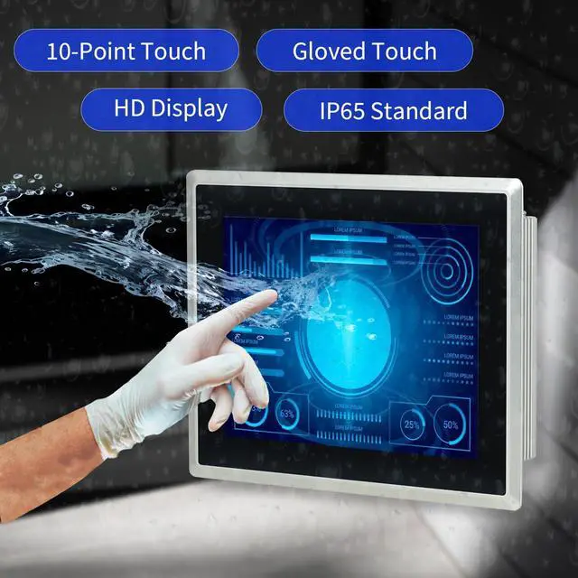 Alt view image 2 of 5 - TouchWo 21.5 inch Capacitive Multi-Touchscreen Industrial Embedded Win-10 PC Monitor, IP65 Screen with 10 Points Touch Display, i5+RAM 8G+256G SSD, Integrated Phoenix2pin, HD-MI-Out & USB Ports