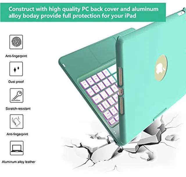 Alt view image 5 of 5 - HOTLIFE Keyboard Case for iPad 10.2 - Keyboard for iPad 9th Generation & 8th & 7th Gen - Touch Keyboard - 360deg Rotatable Protective Cover with Pencil Holder - Backlight Wireless Keyboard for iPad 9