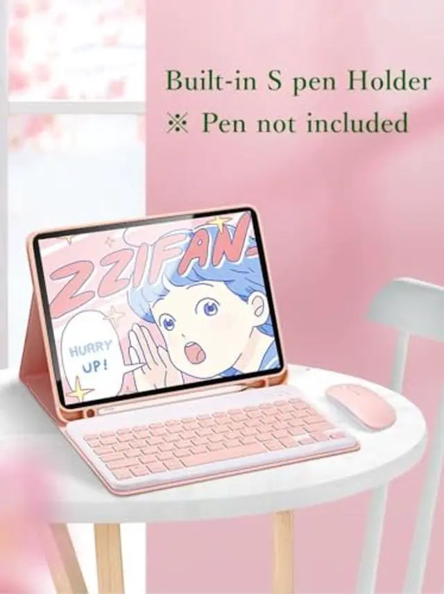 Alt view image 3 of 5 - kaidisen Keyboard Case Mouse for Galaxy Tab S6 Lite 10.4" 2024/2022/2020 (SM-P620/P625/P613/P619/P615/P610), Detachable Cute Color Keyboard Case with S Pen Holder,Mist Blue