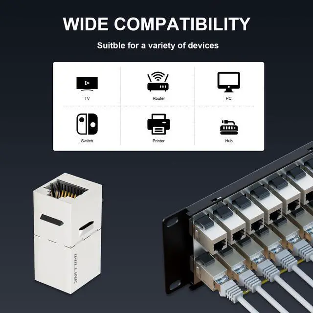 Alt view image 2 of 5 - Iwillink 48 Port RJ45 Through 19-Inch Coupler 2U Cat6 Shielded Patch Panel STP Without Back Bar, Wallmount or Rackmount, Compatible with Cat5, Cat5e, Cat6 Cabling