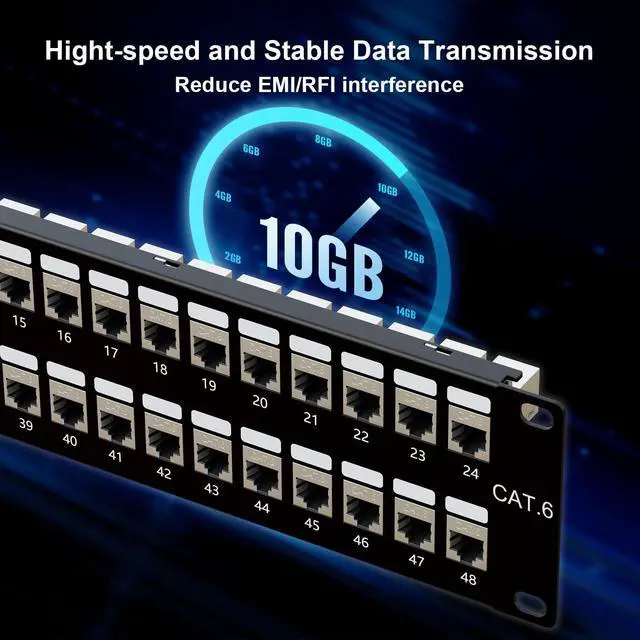 Alt view image 4 of 5 - Iwillink 48 Port RJ45 Through 19-Inch Coupler 2U Cat6 Shielded Patch Panel STP Without Back Bar, Wallmount or Rackmount, Compatible with Cat5, Cat5e, Cat6 Cabling