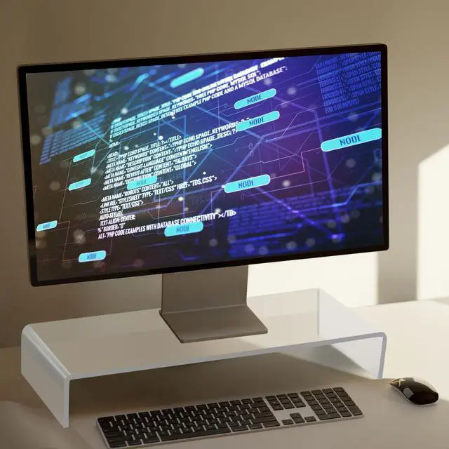 Alt view image 4 of 5 - Jetec 2 Pcs Acrylic Monitor Stand Desktop Video Acrylic Monitor Riser Desk Shelf Computer Stand for Laptop TV Computer Screen Desk Organizer Teacher's Day Supplies (Clear, 20 x 8 x 3 Inch)