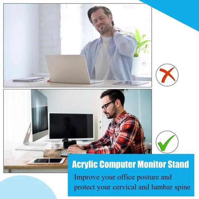 Alt view image 5 of 5 - Jetec 2 Pcs Acrylic Monitor Stand Desktop Video Acrylic Monitor Riser Desk Shelf Computer Stand for Laptop TV Computer Screen Desk Organizer Teacher's Day Supplies (Clear, 20 x 8 x 3 Inch)
