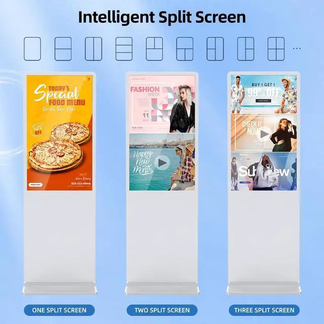 Alt view image 3 of 5 - JIYANG 32 Inch Digital Signage Display, Indoor Floor Standing Advertising Display Kiosk Android System,Commercial LCD Totem,Free Customization Stickers and Lifetime CMS System(White)