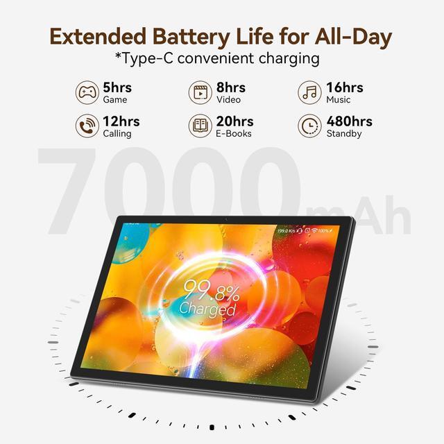 Alt view image 5 of 5 - 2025 Latest Tablet Android 14 Tablets 10 Inch, 128GB ROM+8GB RAM (4+4 Virtual)+512GB Expandable, Octa-Core Processor, 10 Inch Tableta with 5G WiFi, 7000mAh Battery Tablet PC, Dual Camera, BT5.0--Black