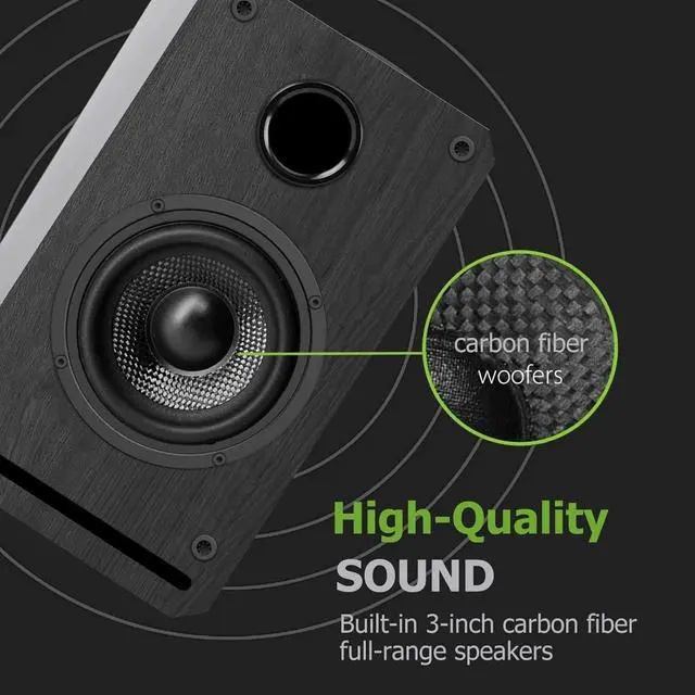 Alt view image 4 of 5 - LONPOO Plug-N-Play Computer Speaker for Desktop and PC, 30W RMS Active Bookshelf Speaker with 3-Inch Full Range Speaker,Support Bluetooth 5.3, USB Playback,Aux-in and 3.5mm Earphone Port,Sliver