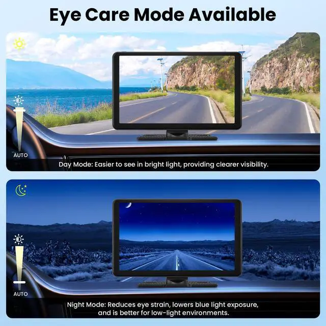 Alt view image 5 of 5 - Wireless Portable Carplay Screen with 4K Dash Cam, 9" HD Touch Screen with A-pple Carplay & Android Auto Car Stereo, with 1080p Backup Camera, GPS Navigation/Mirror Link/Voice Control/Bluetooth