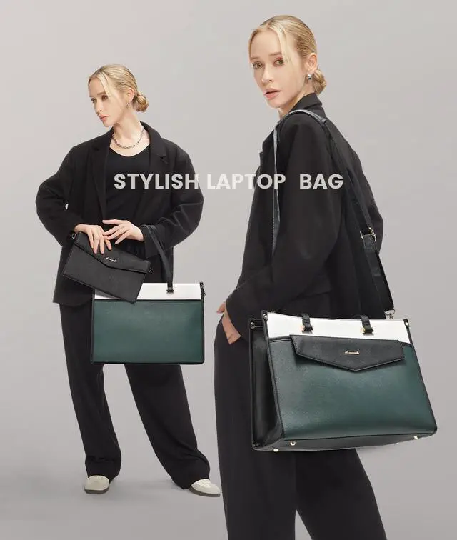 Alt view image 2 of 5 - LOVEVOOK Laptop Bag for Women, 15.6'' Laptop Tote Purse 2-in-1 Professional Work Bag Business Briefcase with Clutch Purse, Waterproof Leather Computer Handbag for Teacher Office Travel