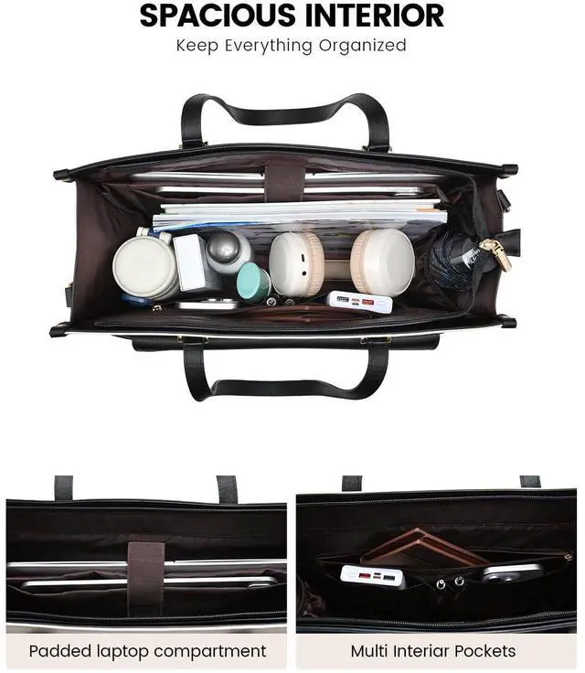 Alt view image 3 of 5 - LOVEVOOK Laptop Bag for Women, 15.6'' Laptop Tote Purse 2-in-1 Professional Work Bag Business Briefcase with Clutch Purse, Waterproof Leather Computer Handbag for Teacher Office Travel