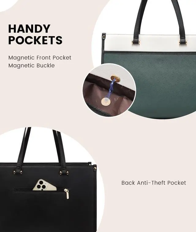 Alt view image 4 of 5 - LOVEVOOK Laptop Bag for Women, 15.6'' Laptop Tote Purse 2-in-1 Professional Work Bag Business Briefcase with Clutch Purse, Waterproof Leather Computer Handbag for Teacher Office Travel