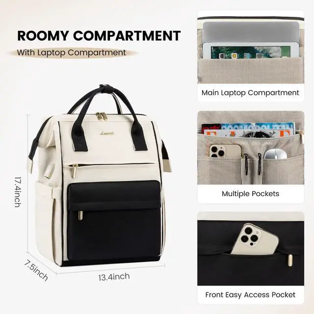 Alt view image 2 of 5 - LOVEVOOK Laptop Backpack for Women,15.6 Inch Work Teacher Nurse Bag,Business Computer Backpack Purse with USB Port,Stylish Casual Daypack for Travel
