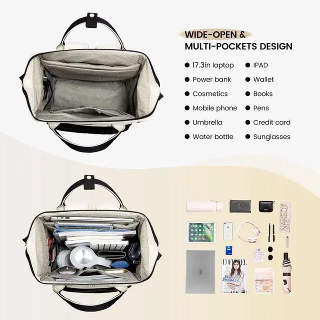 Alt view image 3 of 5 - LOVEVOOK Laptop Backpack for Women,15.6 Inch Work Teacher Nurse Bag,Business Computer Backpack Purse with USB Port,Stylish Casual Daypack for Travel