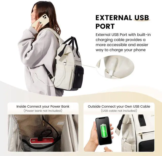 Alt view image 5 of 5 - LOVEVOOK Laptop Backpack for Women,15.6 Inch Work Teacher Nurse Bag,Business Computer Backpack Purse with USB Port,Stylish Casual Daypack for Travel