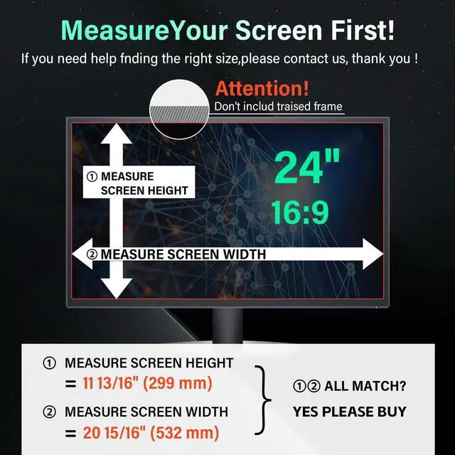 Alt view image 2 of 5 - 2 Pack Magnetic Privacy Screen for Computer Monitor 24 Inch 16:9 Hanging Shield Blue Light Blocker Anti-Glare Eyes Protection Filters 24in Removable Protector Desktop Security Filter Dust-free Film