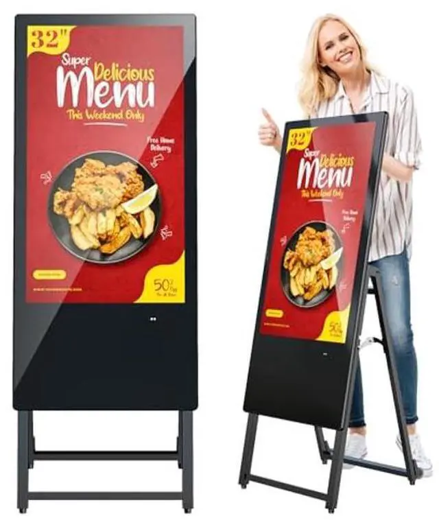 Main image of QIXZOCV 32 Inch Digital Signage Display, Portable LCD Digital Kiosk, Advertising Display Poster, Android Kiosk with Auto Media Player, HDMI/USB