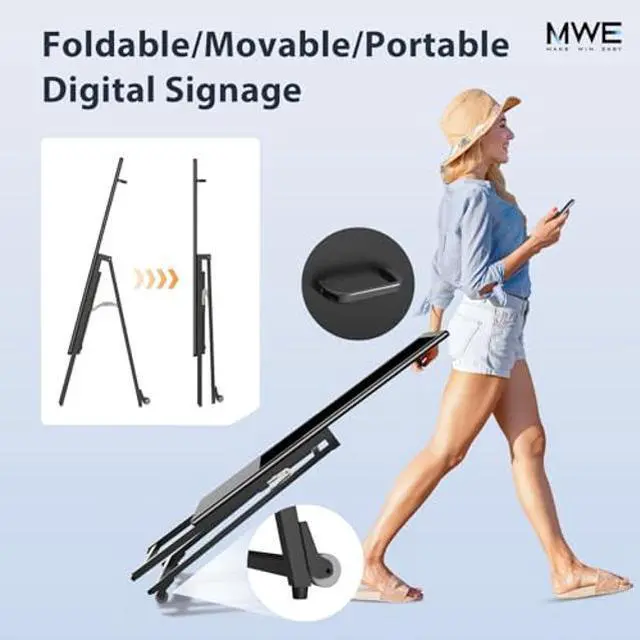 Alt view image 3 of 5 - QIXZOCV 32 Inch Digital Signage Display, Portable LCD Digital Kiosk, Advertising Display Poster, Android Kiosk with Auto Media Player, HDMI/USB