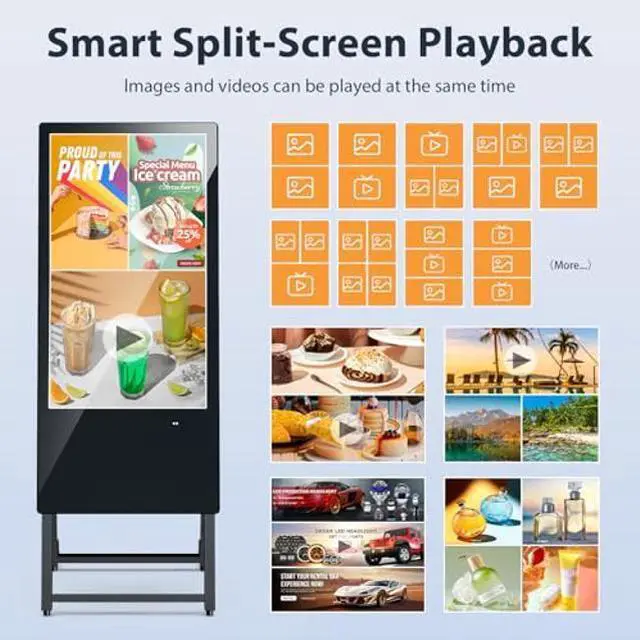 Alt view image 5 of 5 - QIXZOCV 32 Inch Digital Signage Display, Portable LCD Digital Kiosk, Advertising Display Poster, Android Kiosk with Auto Media Player, HDMI/USB